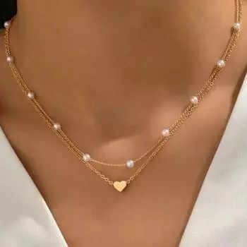 Жемчужное ожерелье с надписью Love , многослойная подвеска, цепочка для ключицы, женское ретро многослойное ожерелье для ношения слоями