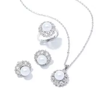 Жемчужное ожерелье, серьги, кольца, комплект, женская легкая роскошная ниша, модная атмосфера, праздничные подарки, фабрика Necklace белый