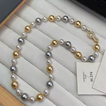 Жемчужное ожерелье Star Ni Ni имеет ту же самую цепочку на шею Shijia конфетного цвета, атмосферную легкую роскошь, высококачественную цепочку на ключицу для женщин золотой