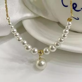 Жемчужное ожерелье в стиле французского ретро-дворца с легкой роскошью и ощущением высокого класса, жемчужное ожерелье градиентного размера