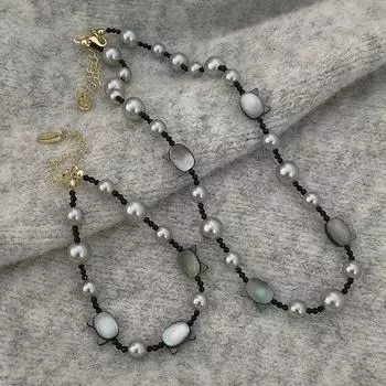 Жемчужное ожерелье знаменитости с изображением черной кошки, женский Instagram, теперь выполненное в виде легкого роскошного браслета высокого класса, цепочки на воротник, цепочки на шею 15.5cm