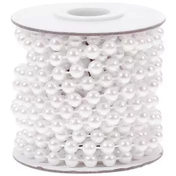 Жемчужные бусины Блестящая лента Эластичная нить Жемчуг для поделок Искусственная гирлянда Цепочка Прядь бежевый