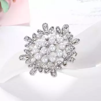 Жемчужные цветы, изысканная модная брошь из сплава, белого цвета, со стразами, жемчужный корсаж