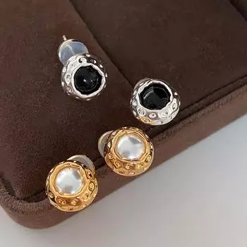 Жемчужные гвоздики - небольшой и изысканный дизайн, модная атмосфера, легкая роскошь, высококачественный небольшой ароматный стиль, черный агат золотой