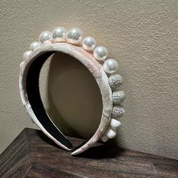 Жемчужные повязки на голову Широкий обруч для волос с жемчугом Элегантная белая жемчужная повязка на голову Головной убор Обруч для волос Свадебные аксессуары для волос для женщин