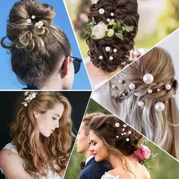 Жемчужные шпильки для волос, 18 шт. Свадебные жемчужные аксессуары для волос Свадебные жемчужные стразы заколки для волос для невест, подружек невесты золотой