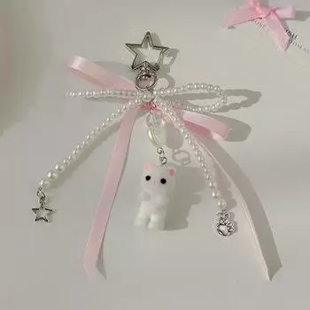 Жемчужный бант Рюкзак Брелок Подвеска Сумка Y2K Нежная Бисером Шарм для сумки Цепочка Ремешок для сумки Для кроссбоди Милый аксессуар для женщин