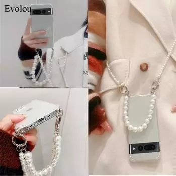 Жемчужный браслет-цепочка, ожерелье через плечо, ремешок, прозрачный чехол для телефона для Google Pixel 9 Pro 8A 8 Pro 7A 7 Pro 6Pro, противоударный мягкий прозрачный чехол Pixel 9 чистый