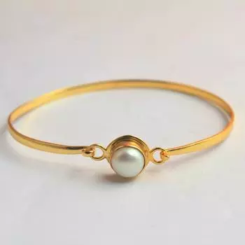 Жемчужный браслет ручной работы, 100% стерлинговое серебро 925 пробы, желтое золото, ювелирные изделия, женский браслет жёлтый/золотой