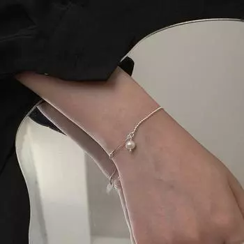 Жемчужный браслет женский летний простой круглый бисер ручной ювелирные изделия легкий роскошный простой браслет серебряный