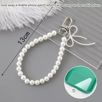 Жемчужный бусина цветок бант телефон цепочка брелок брелок сумка подвеска веревка для iPhone Android мобильное устройство женщины леди
