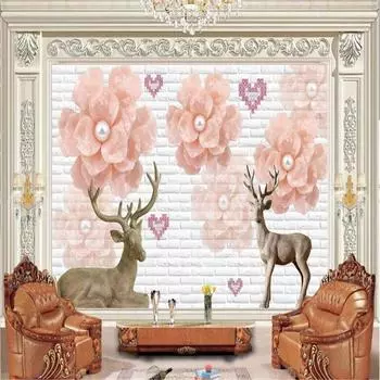 Жемчужный цветок фреска лось фотообои простые гостиная спальня фон настенные фрески 200 cm(W) x 140 cm(H)