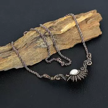 Жемчужный драгоценный камень, красивое медное ювелирное ожерелье ручной работы для нее 18 Inches With Adjustable белый