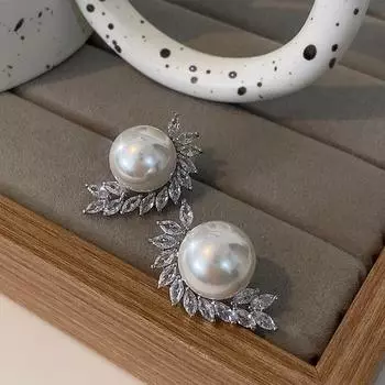 Жемчужный гвоздик Яркий бриллиантовый перо дизайн уникальный изысканный элитный вечерний женский серебряный