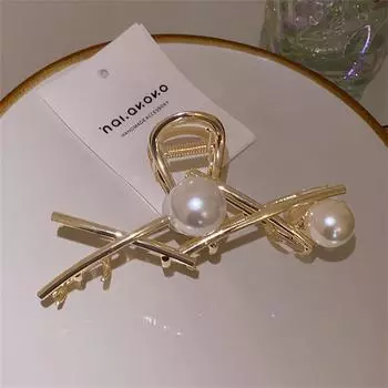 Жемчужный Х-образный металлический коготь для волос, полые заколки для волос, заколки в виде крабов, головные уборы, заколка для волос, заколка для женщин, хвост, аксессуары для волос