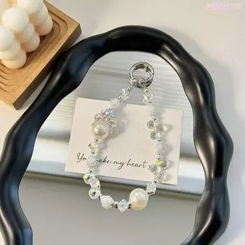 Жемчужный Короткий Цветной Кристалл Ремешок для Телефона Кристальный Браслет на Запястье Цепочка для Телефона Подвеска для Мобильного Телефона