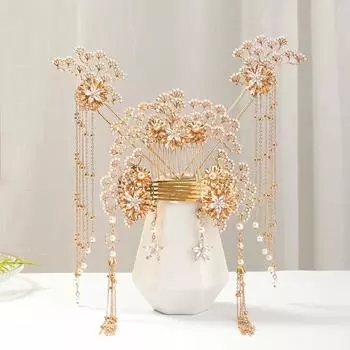 Жемчужный Кристальный Цветок Свадебный Набор Украшений Вечеринка Заколка Гребень Серьги Набор Для Женщин Невеста Свадьба Свадебные Аксессуары для Волос Ювелирные Изделия