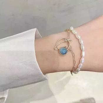 Жемчужный темперамент двухслойный браслет с кисточками для женщин милый брецелет Femme Charm Jewelry