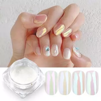 Жемчужный зеркальный порошок для дизайна ногтей, Радужный блестящий пигментный порошок, пыль, сделай сам, летние подвески для ногтей, украшение розовый