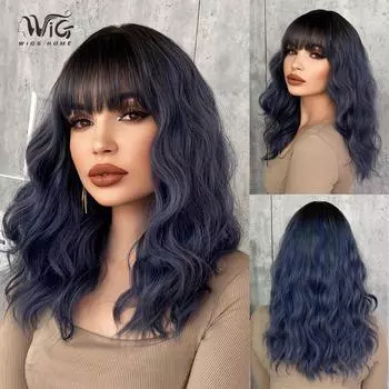 Жен. 54 см Искусственные волосы Разноцветные волосы Длинные волосы Длинные вьющиеся волосы Розовые волосы Сетка для волос Головные уборы Полный головной убор Натуральный настоящий парик 50cm 20inch чёрный
