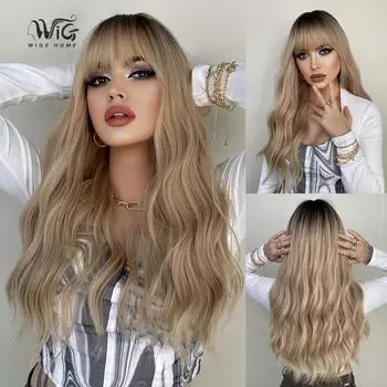 Жен. 58см Искусственные волосы Каштановые Светлые волосы Длинные волосы Длинные вьющиеся волосы Розовые волосы Сетка Головные уборы Полный головной убор Натуральный Реализм Парик 58cm 22inch темный голденрод