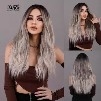 Жен. 63 см Волосы Искусственные волосы Серебристо-белые волосы Длинные волосы Длинные вьющиеся волосы Розовые волосы Сетка Головные уборы Полный головной убор Натуральный Настоящий парик 63cm 24.8inch серебро белый