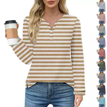 Жен. Футболка Футболка Пуговицы Цветочный принт Длинный рукав Повседневные Выходные Мода Классический Классический V-образный вырез Обычный Топ L армия зеленый