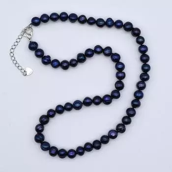 Жен. Жемчужное ожерелье Черный Круглый пресноводный жемчуг Классические украшения Подарок на день матери