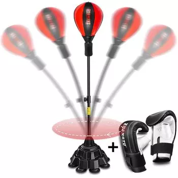 ZHENGTU Отдельно стоящий боксерский мешок для шлифования дома Отдельно стоящий боксерский шар с перфорацией ZHENGTU Легко экономить Легко регулировать 8 присосок красный