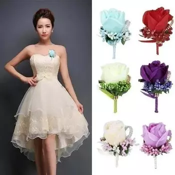 Жених мужской корсаж имитация шелковая роза булавка брошь свадебный костюм цветочные аксессуары lightblue