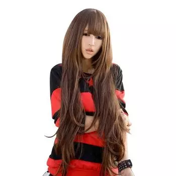 Женщина 80 см модных длинных волнистых волос в рулонах играет роль в аккуратном цельном парике