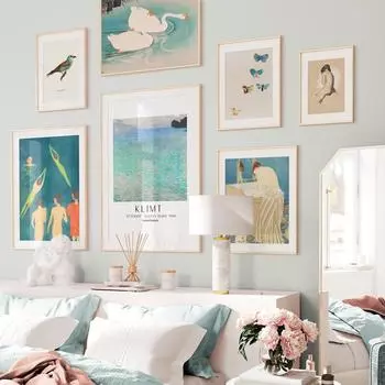 Женщина Бабочка Гусь Птица в японском стиле Настенная живопись на холсте Плакаты и принты Картинки для гостиной Ванная комната Декор A4 21X30cm No Framed