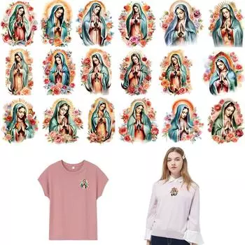Женщина Бог Термопресс Наклейки Дева Мария DIY Толстовки Топы Термопресс A-Level Моющиеся виниловые заплатки для футболок и платьев