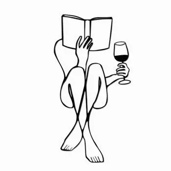 # Женщина читает книгу и пьет вино. Абстрактное металлическое настенное искусство, висит дома в стиле арт-деко.
