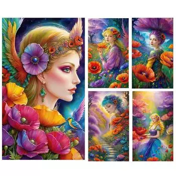 Женщина и цветок картина полный квадрат/круглый дрель 5D DIY алмазная живопись алмазная вышивка крестом домашний декор ремонт Full Round 20x40CM