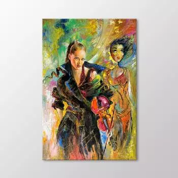 Женщина-музыкант Живопись