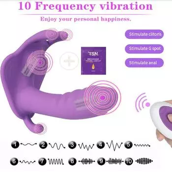 Женщина носит бабочку, имитация пениса, беспроводной пульт дистанционного управления, вибратор, забавное прыгающее яйцо, товары для взрослых 13cm