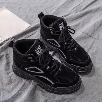 Женщина Зима Хлопок Обувь Кроссовки Теплый Плюс Бархат Лодыжка Снег Сапоги Женщины Комфорт Спорт Скейтборд Обувь 35