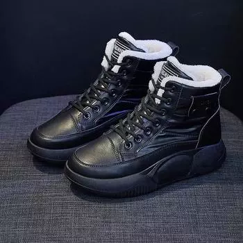 Женщина Зимние сапоги Дамы Теплые плюс бархат хлопчатобумажные туфли Открытый Повседневный Спорт Снежные сапоги Обувь 35 бежевый