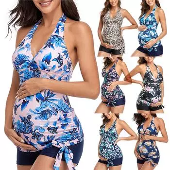 Женщины 2 шт. сексуальный камзол с принтом бикини плюс негабаритный живот, закрывающий боксеры, купальник XXL чёрный