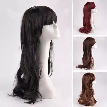 Женщины Аккуратная Челка Длинные Вьющиеся Волнистые Парики Парики Полные Волосы Косплей чёрный