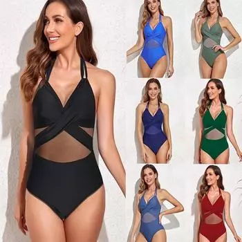 Женщины бикини цельный сексуальный купальный костюм с высокой талией пляжные купальники женский летний купальник S