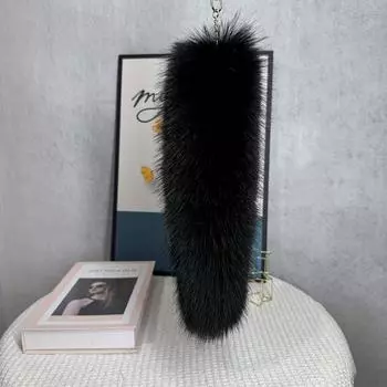 Женщины Девочки Имитация Лисий Хвост Креативный Кулон Пушистый Искусственный Мех Ручной Работы Брелоки Держатели Сумки Украшения Подарочные Аксессуары 35cm