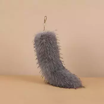Женщины Девочки Имитация Лисий Хвост Ручной Работы Многоцветный Декоративный Искусственный Мех Пушистый Подарочные Аксессуары 35cm серый/чёрный