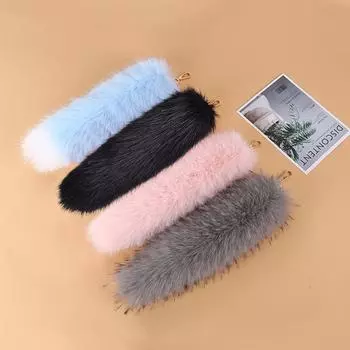 Женщины Девочки Креативные Украшения Сумки Модные Декоративные Пушистые Кулоны Из Искусственного Меха Ручной Работы 35cm чёрный