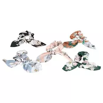 Женщины Девочки Резинки для волос Лента с принтом Цветок Резинка для волос Конский хвост Резинки для волос Веревка для волос синий