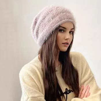 Женщины Девочки Сращивание Цвет Утолщенная Шапка Мягкие Шапочки Skullies Ветрозащитная Вязаная Шапка Защита Ушей Модные Аксессуары