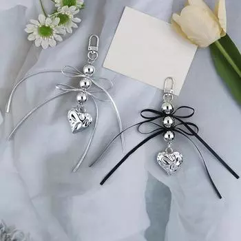 Женщины Девочки Сумка Подвески Брелки Кольца Держатели Бисер Сердце В Форме Шелковая Лента Милый Y2K Творческий