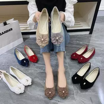 Женщины Девочки Твердые Большие Размеры Слипоны Плоские Небольшие Одиночные Туфли 35 белый