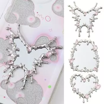 Женщины Девочки Y2K Творческий DIY Милый Крутой Стиль Мобильный Телефон Украшения Мода Стразы В Форме Сердца Мини Зеркало Аксессуары